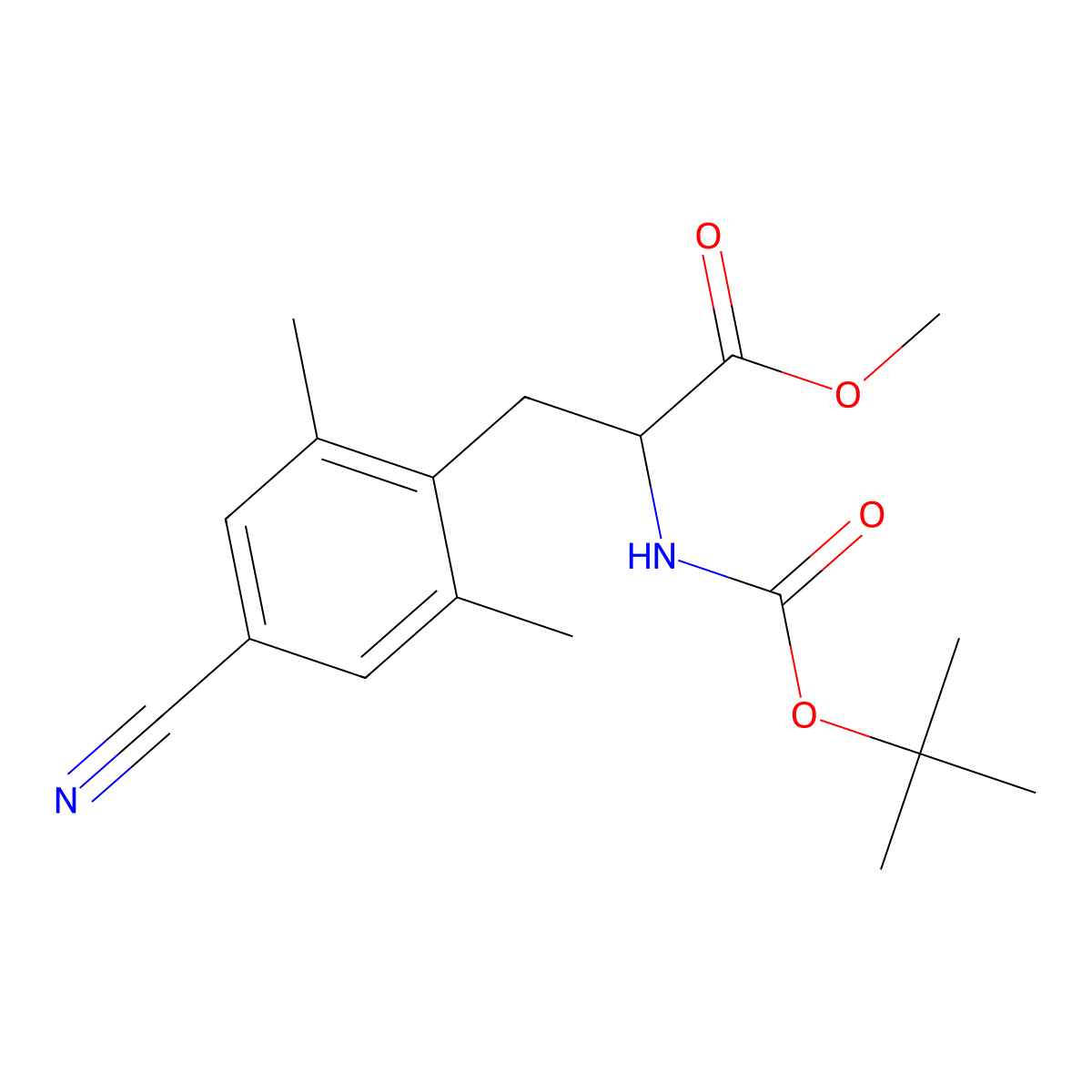 (S)-methyl 2-((tert-butoxycarbonyl)amino)-3-(4-cyano-2,6-dimethylphenyl)propanoate molecular structure, CAS 1227311-10-5