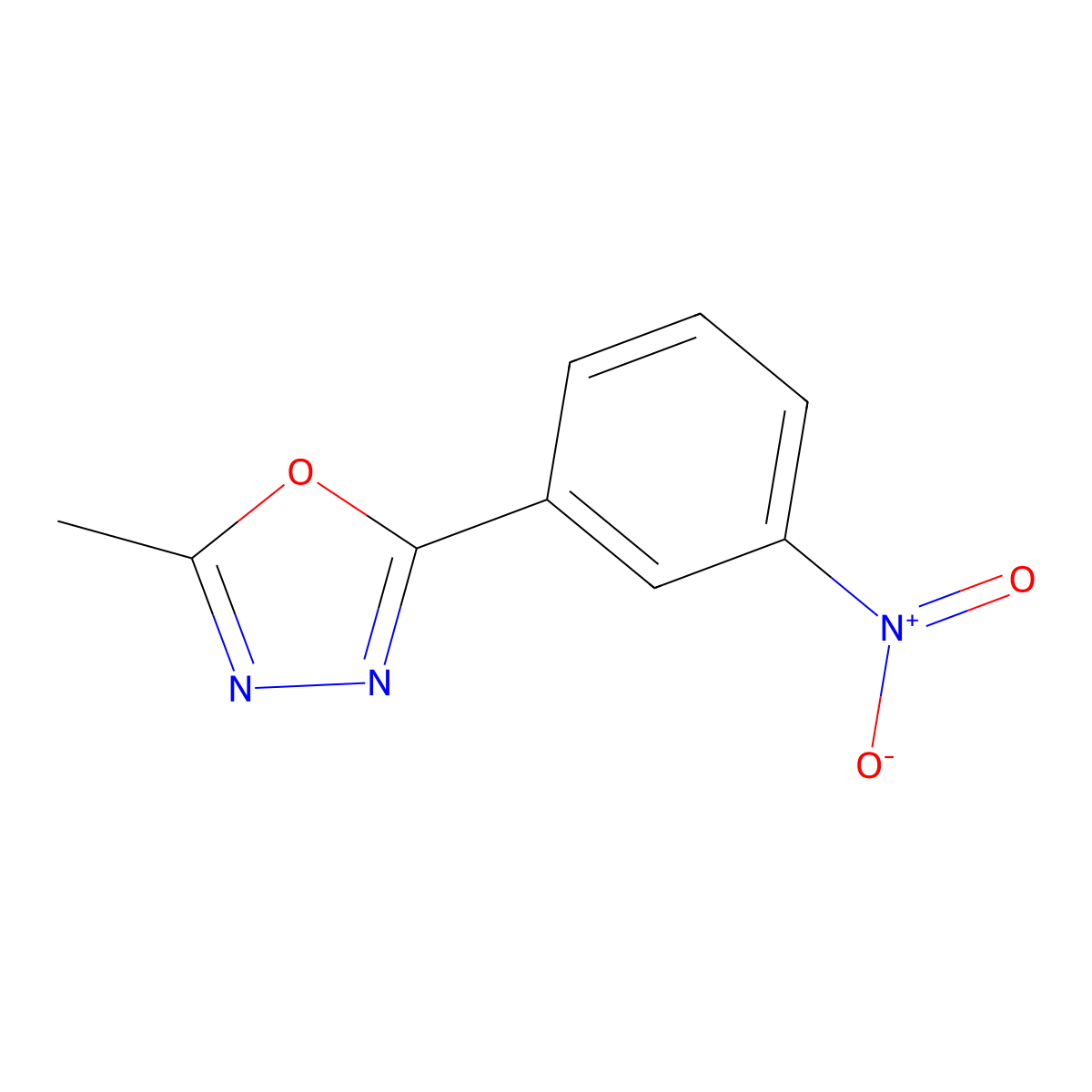2-Methyl-5-(3-nitrophenyl)-1,3,4-oxadiazole molecular structure, CAS 122733-39-5