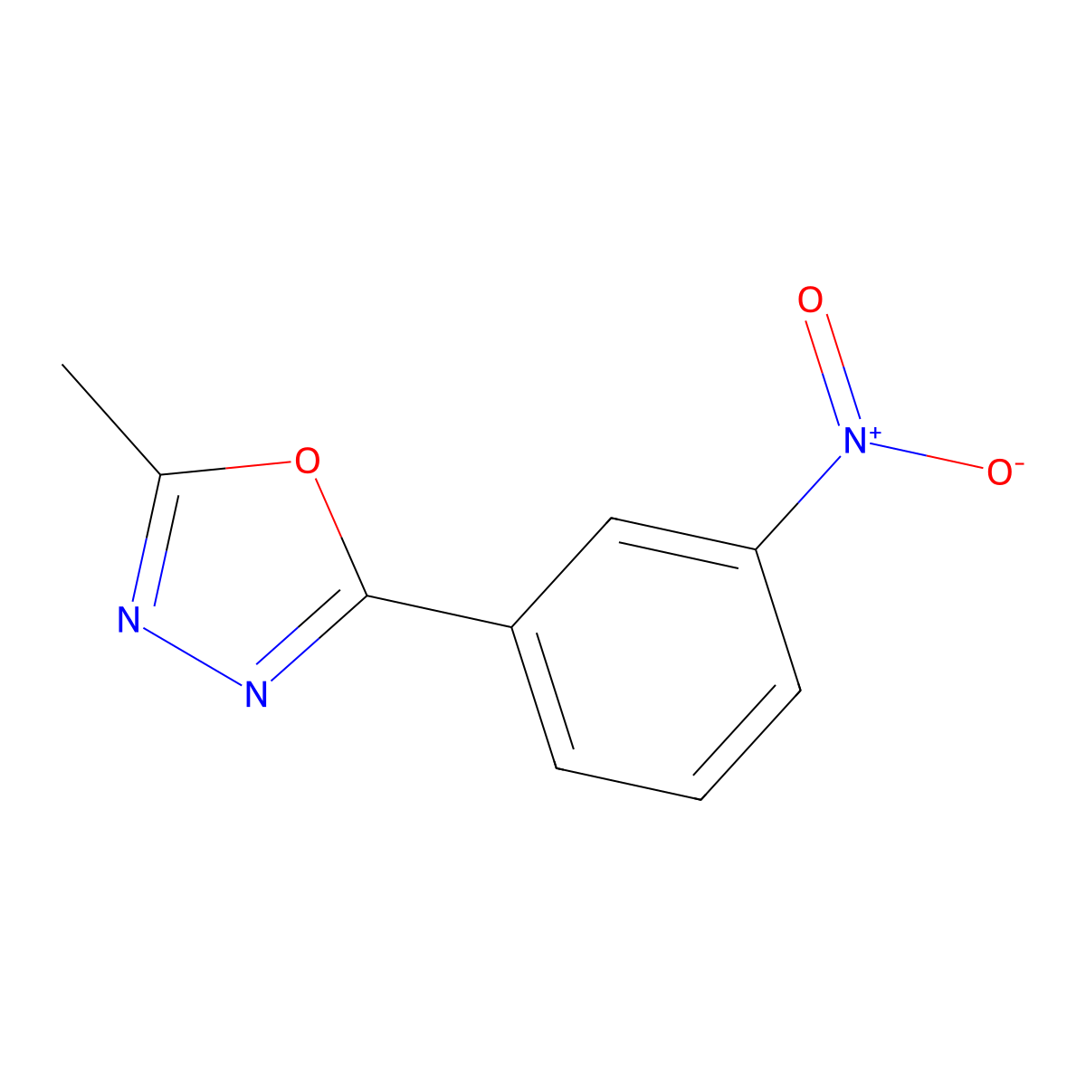 2-Methyl-5-(3-nitrophenyl)-1,3,4-oxadiazole molecular structure, CAS 122733-39-5