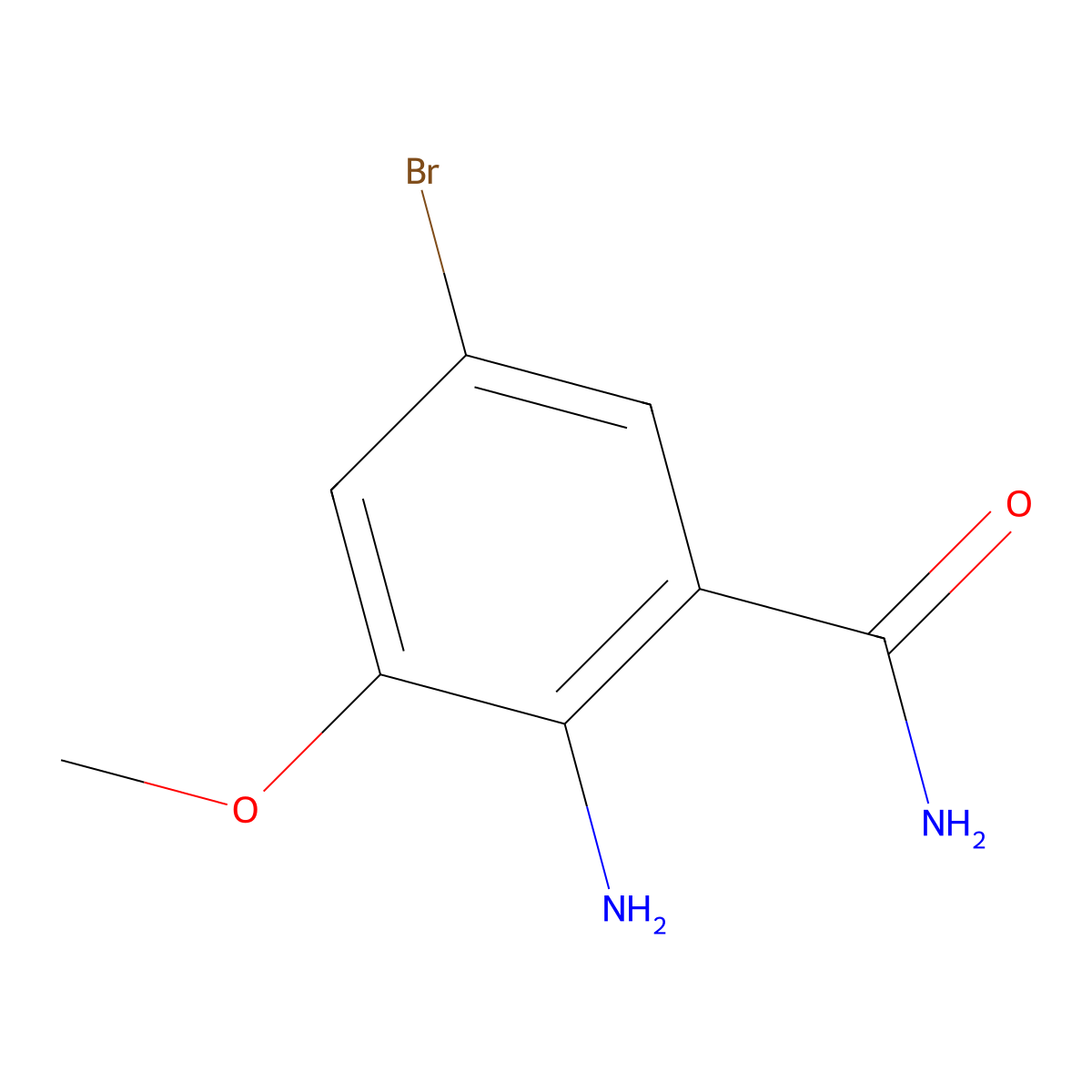 2-Amino-5-bromo-3-methoxybenzamide molecular structure, CAS 1227361-07-0
