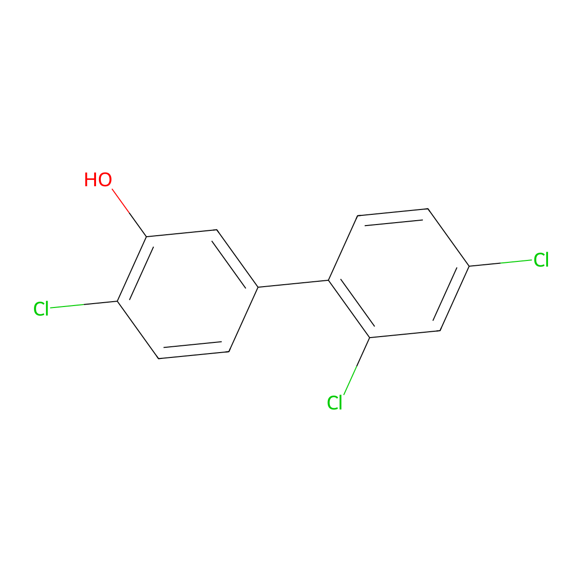 2-Chloro-5-(2,4-dichlorophenyl)phenol molecular structure, CAS 1227375-87-2