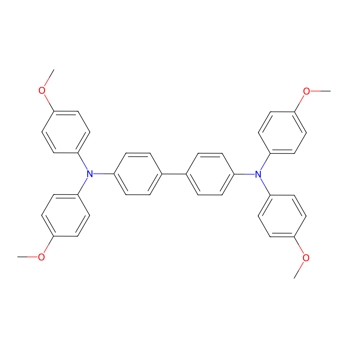 (1,1'-Biphenyl)-4,4'-diamine, N4,N4,N4',N4'-tetrakis(4-methoxyphenyl)- molecular structure, CAS 122738-21-0