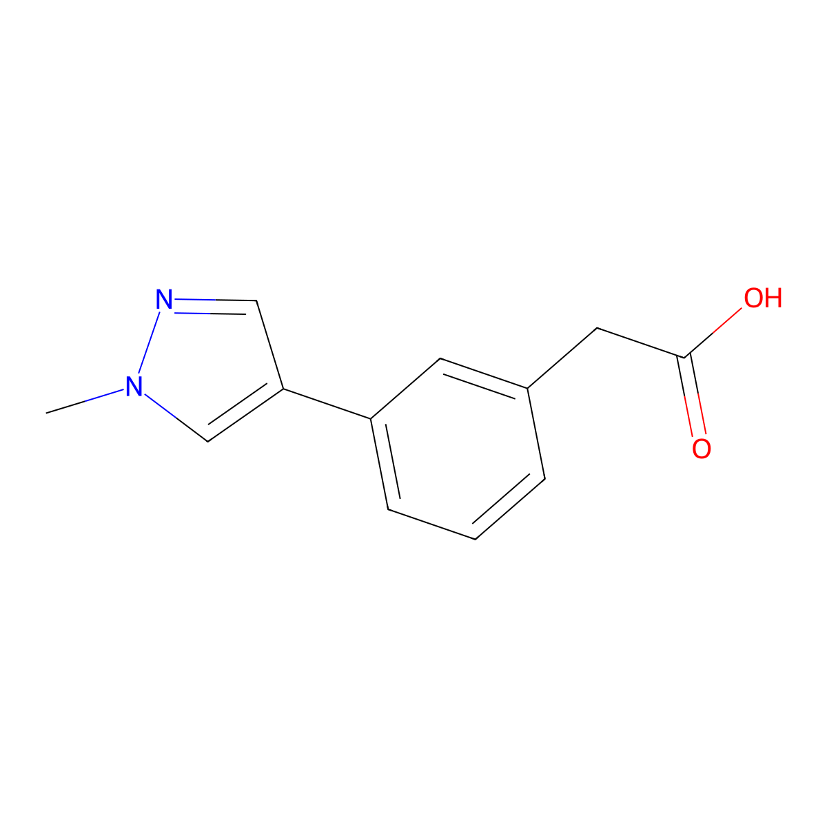 2-(3-(1-Methyl-1H-pyrazol-4-yl)phenyl)acetic acid molecular structure, CAS 1227381-85-2