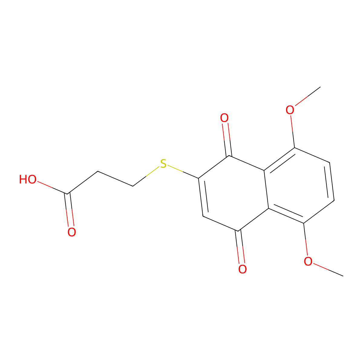 3-(5,8-Dimethoxy-1,4-dioxonaphthalen-2-yl)sulfanylpropanoic acid molecular structure, CAS 1227401-27-5