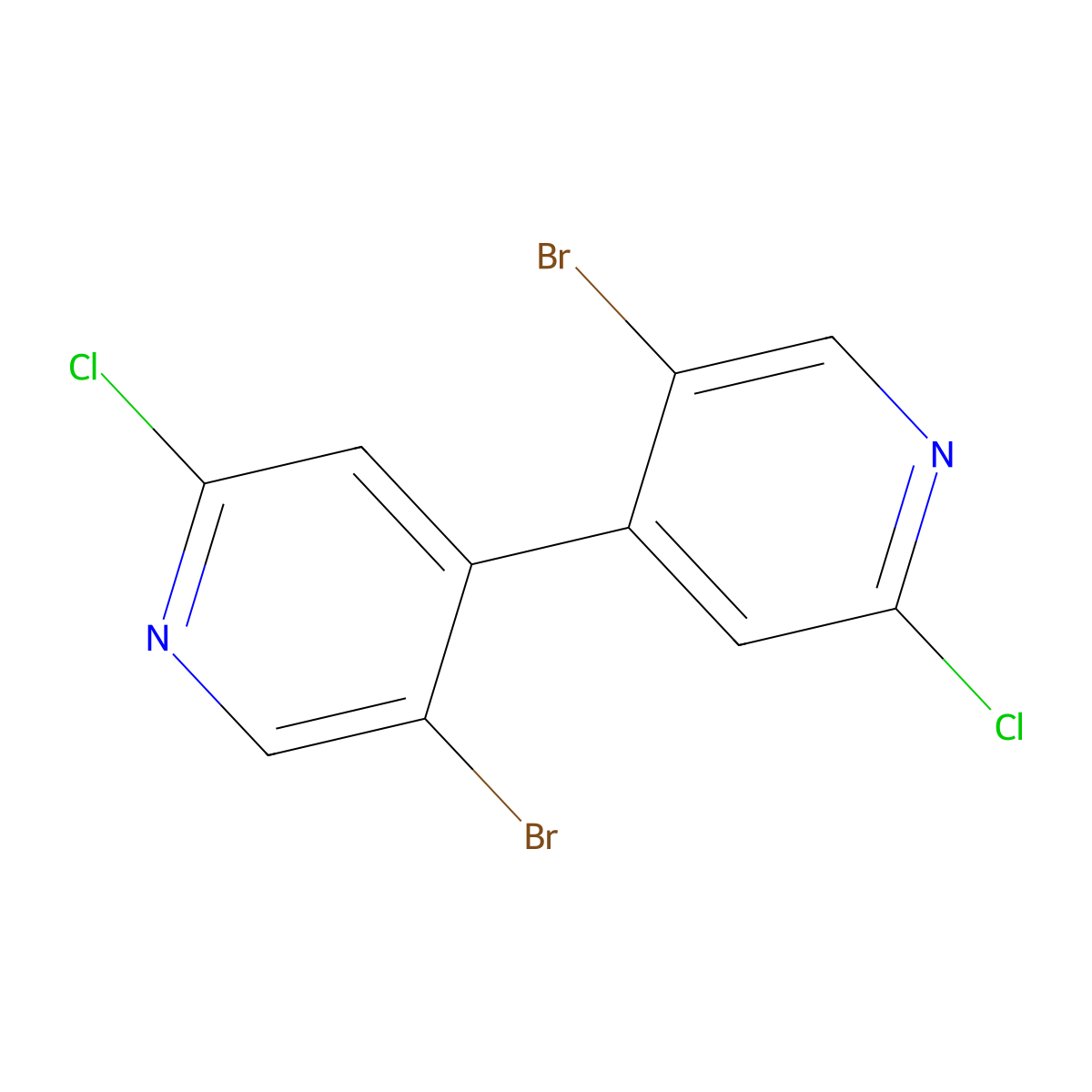 2,2'-Dichloro-5,5'-dibromo-4,4'-bipyridine molecular structure, CAS 1227402-54-1