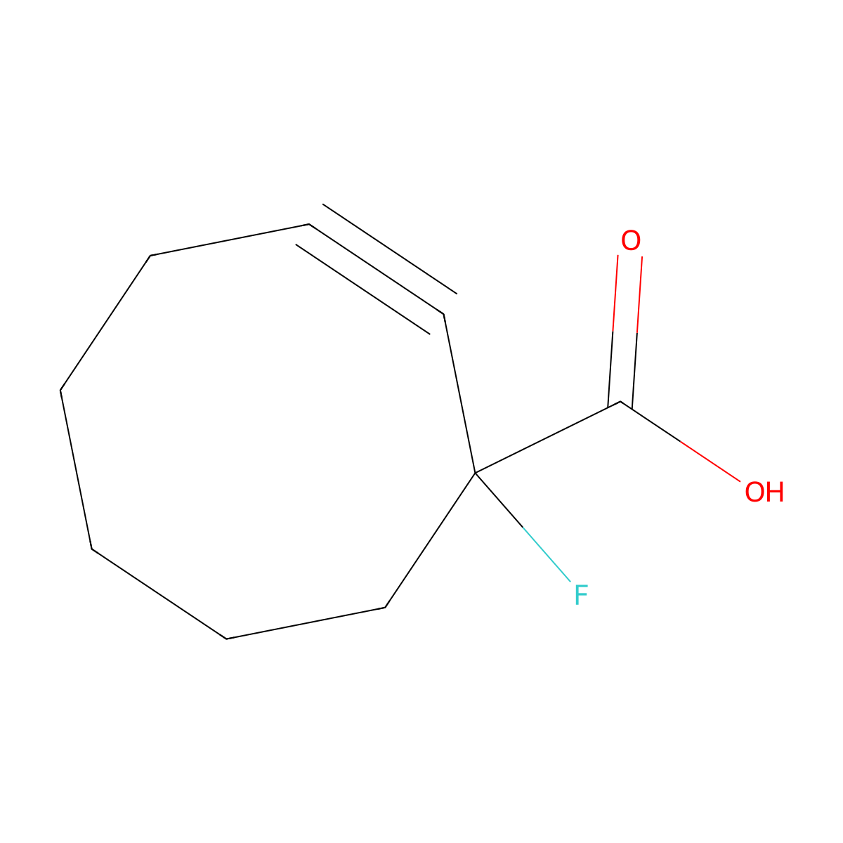 1-Fluorocyclooct-2-yne-1-carboxylic acid molecular structure, CAS 1227407-73-9
