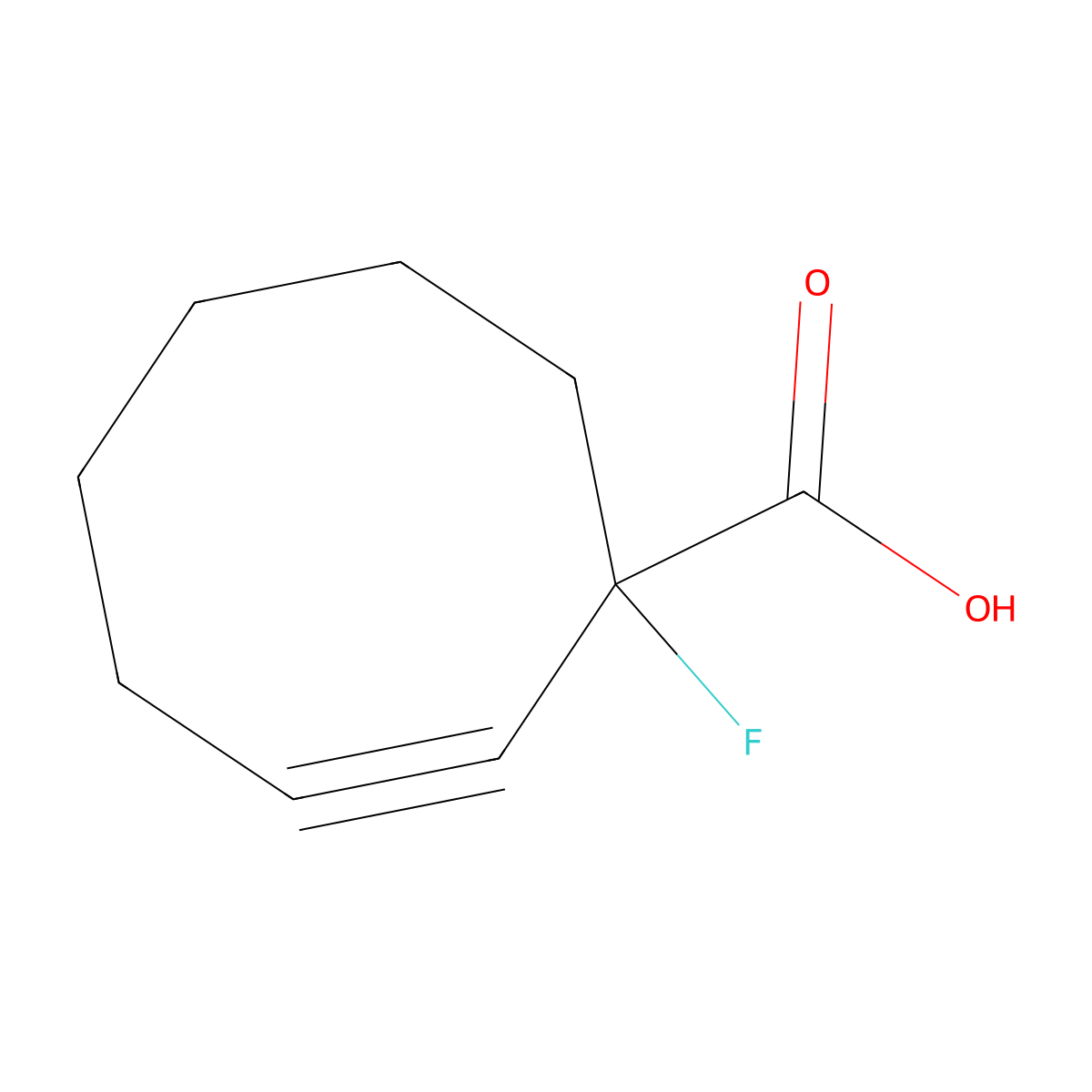 1-Fluorocyclooct-2-yne-1-carboxylic acid molecular structure, CAS 1227407-73-9