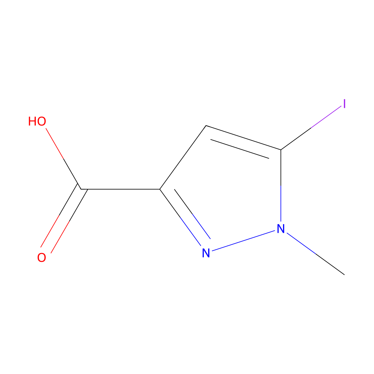 5-iodo-1-methyl-1H-pyrazole-3-carboxylic acid molecular structure, CAS 1227409-81-5