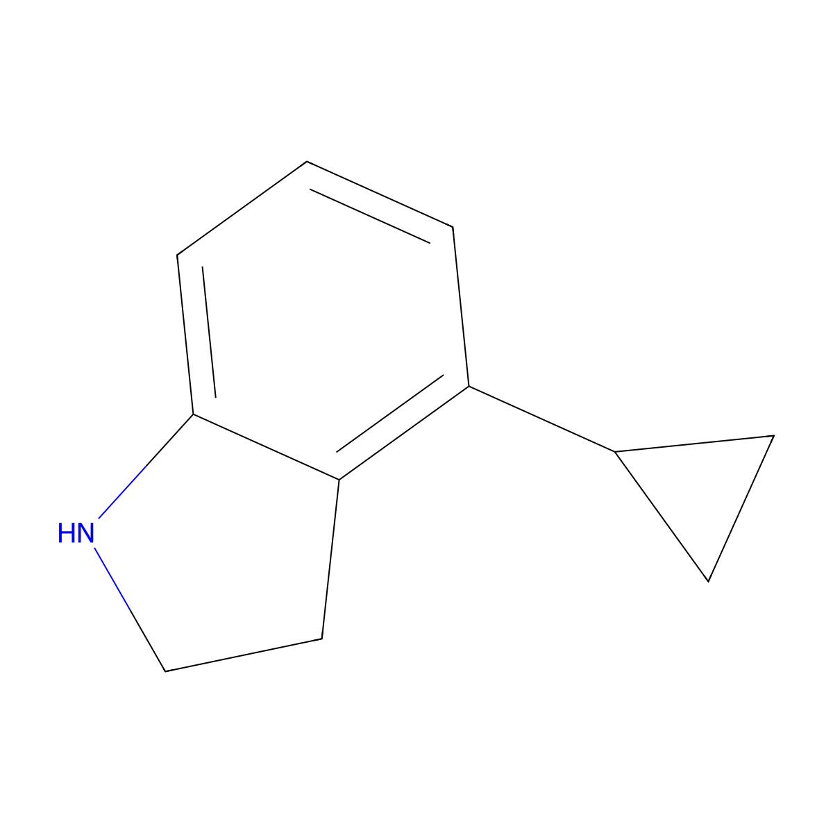 4-cyclopropyl-2,3-dihydro-1H-indole molecular structure, CAS 1227418-23-6