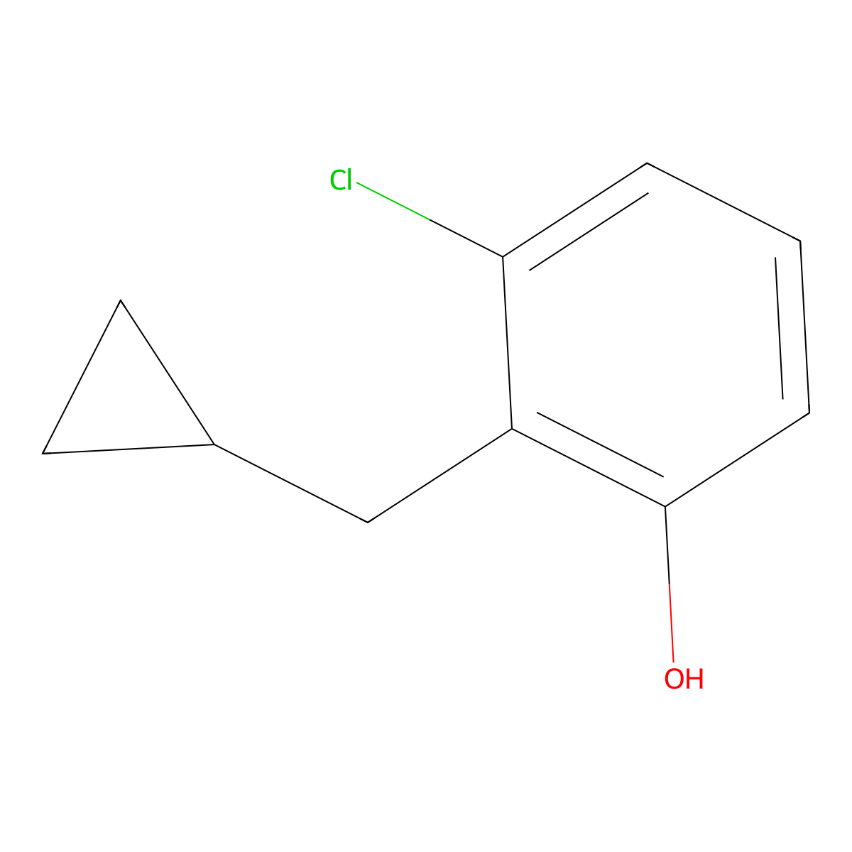 3-Chloro-2-(cyclopropylmethyl)phenol molecular structure, CAS 1227418-29-2