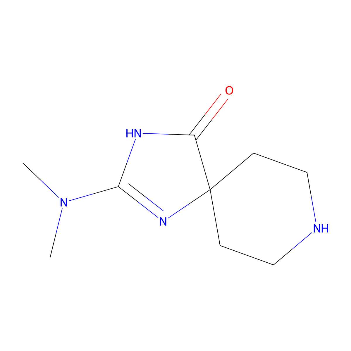 2-(Dimethylamino)-1,3,8-triazaspiro[4.5]dec-1-en-4-one molecular structure, CAS 1227465-49-7