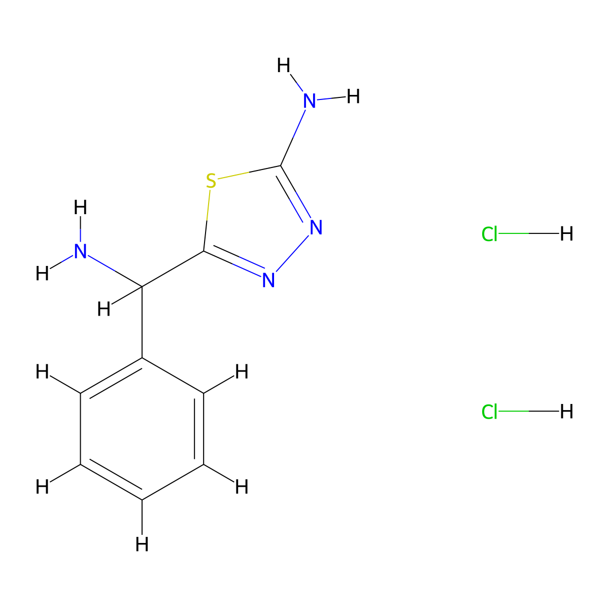 5-[Amino(phenyl)methyl]-1,3,4-thiadiazol-2-amine dihydrochloride molecular structure, CAS 1227465-55-5