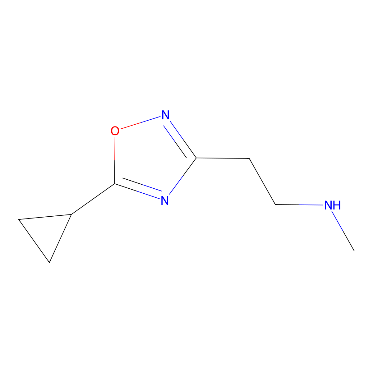 2-(5-Cyclopropyl-1,2,4-oxadiazol-3-yl)-N-methylethanamine molecular structure, CAS 1227465-59-9