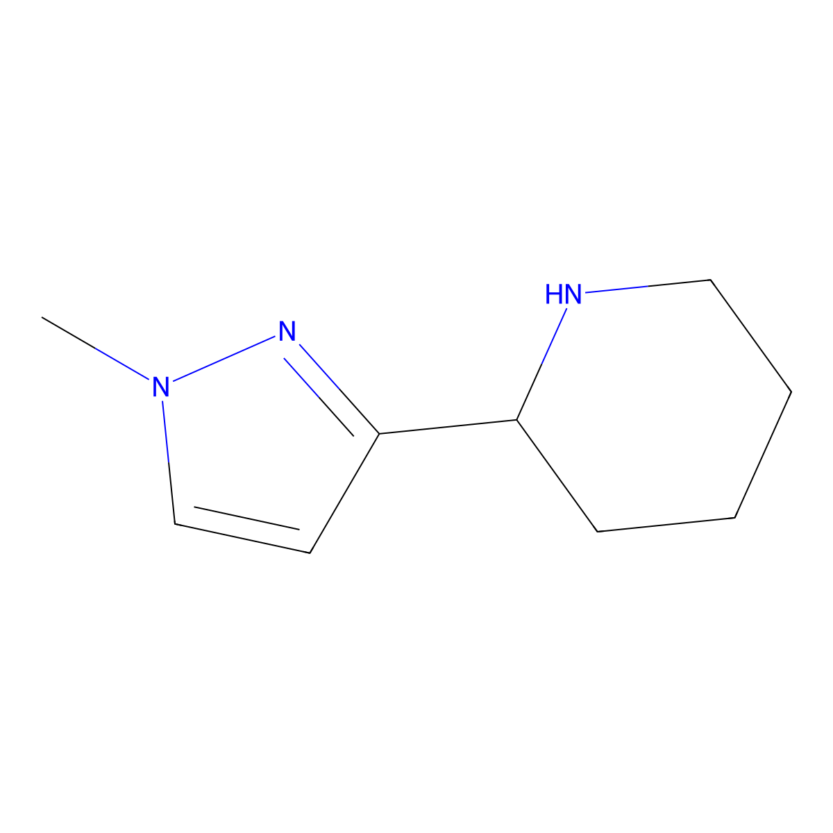 2-(1-Methyl-1H-pyrazol-3-yl)piperidine molecular structure, CAS 1227465-65-7