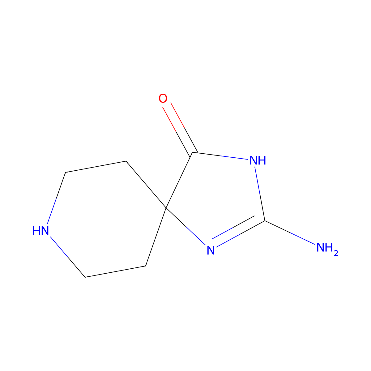 2-Amino-1,3,8-triazaspiro[4.5]dec-1-en-4-one molecular structure, CAS 1227465-71-5