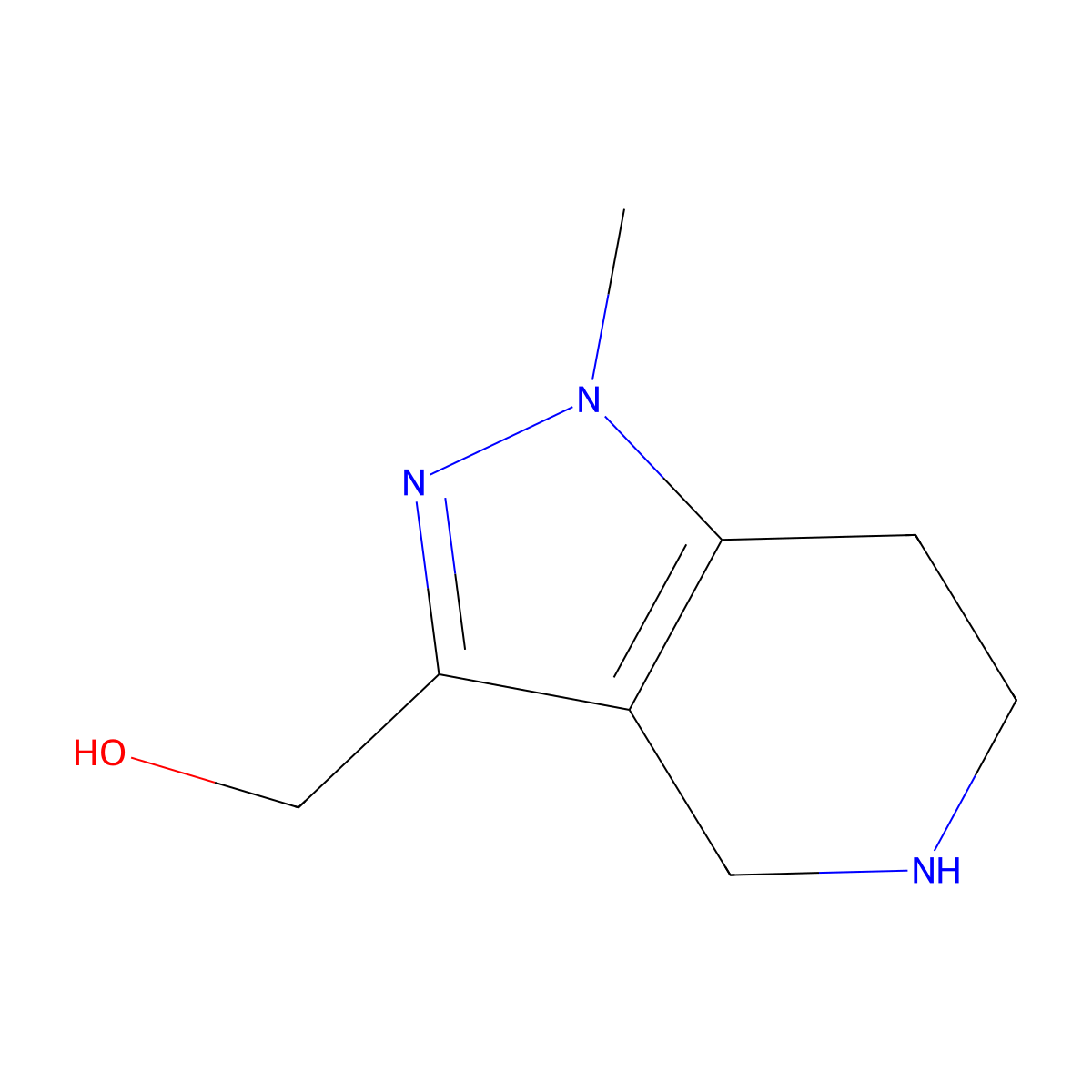 (1-methyl-4,5,6,7-tetrahydro-1H-pyrazolo[4,3-c]pyridin-3-yl)methanol molecular structure, CAS 1227465-76-0