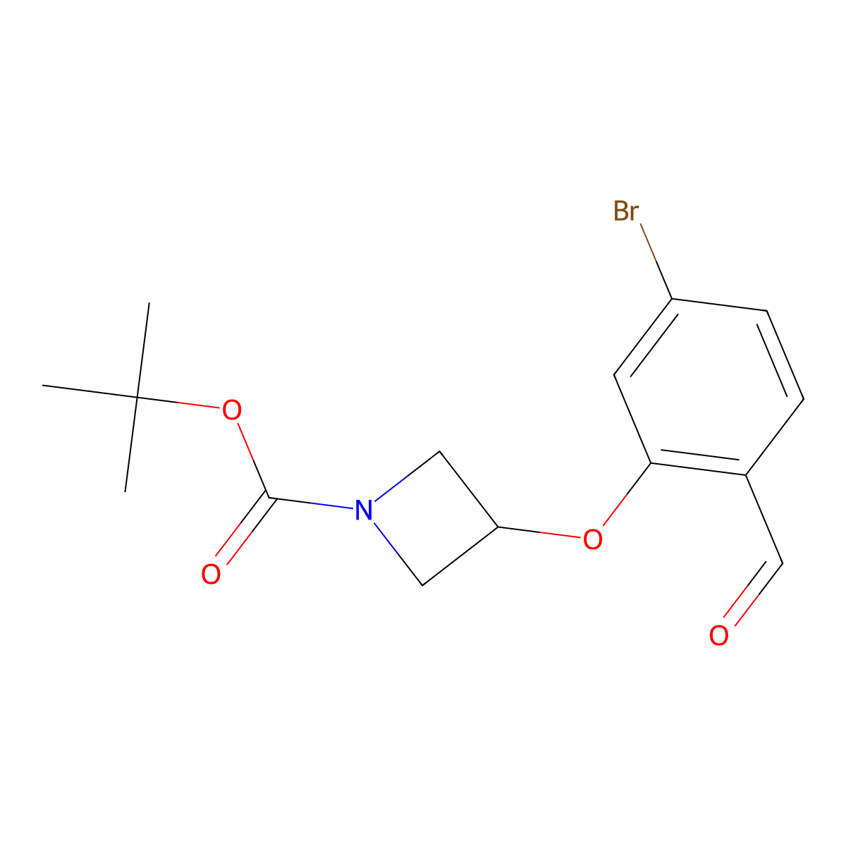 3-(5-Bromo-2-formyl-phenoxy)-azetidine-1-carboxylic acid tert-butyl ester molecular structure, CAS 1227466-99-0