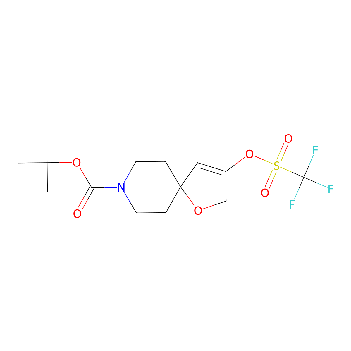 tert-Butyl 3-(((trifluoromethyl)sulfonyl)oxy)-1-oxa-8-azaspiro[4.5]dec-3-ene-8-carboxylate molecular structure, CAS 1227472-19-6