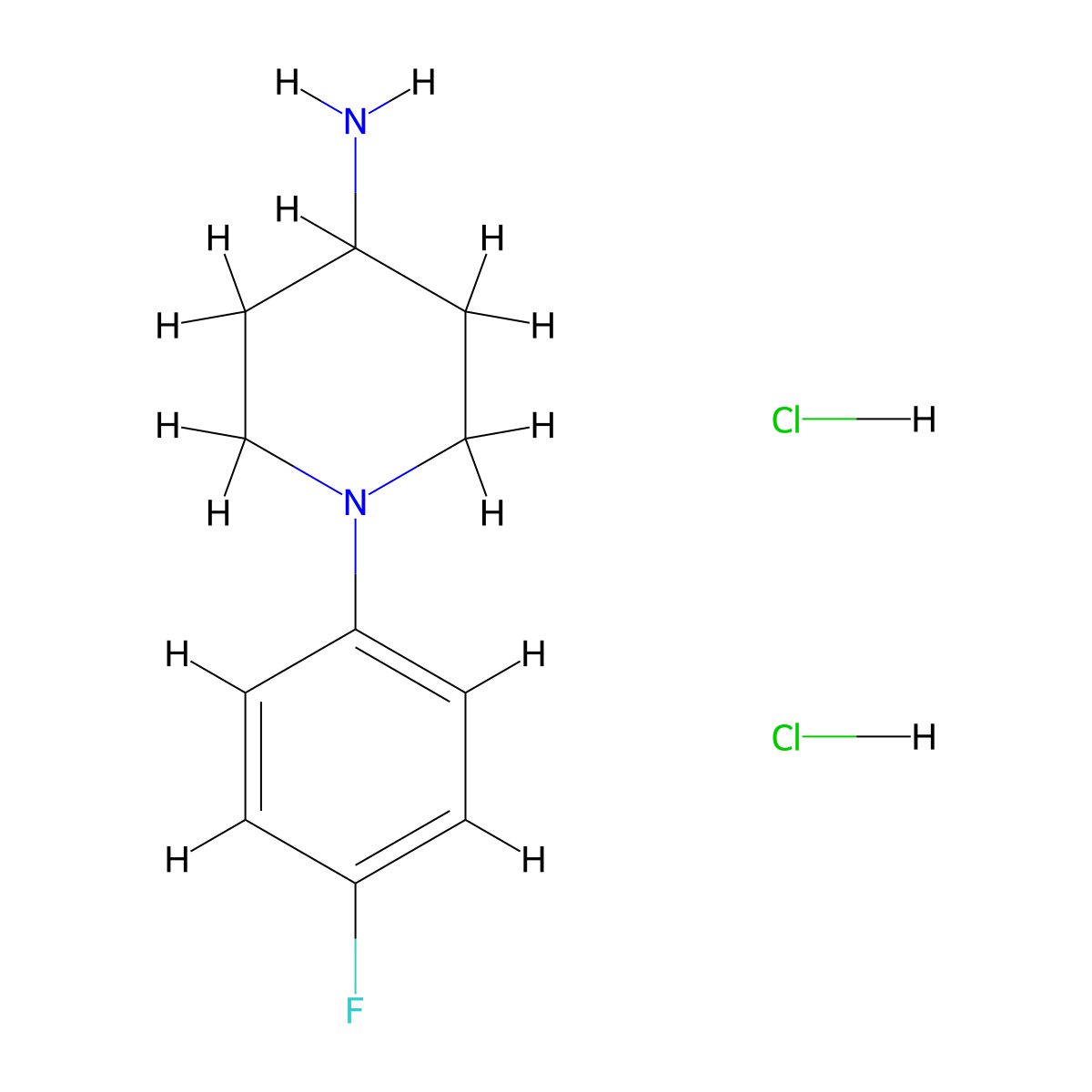 1-(4-Fluorophenyl)piperidin-4-amine dihydrochloride molecular structure, CAS 1227487-48-0