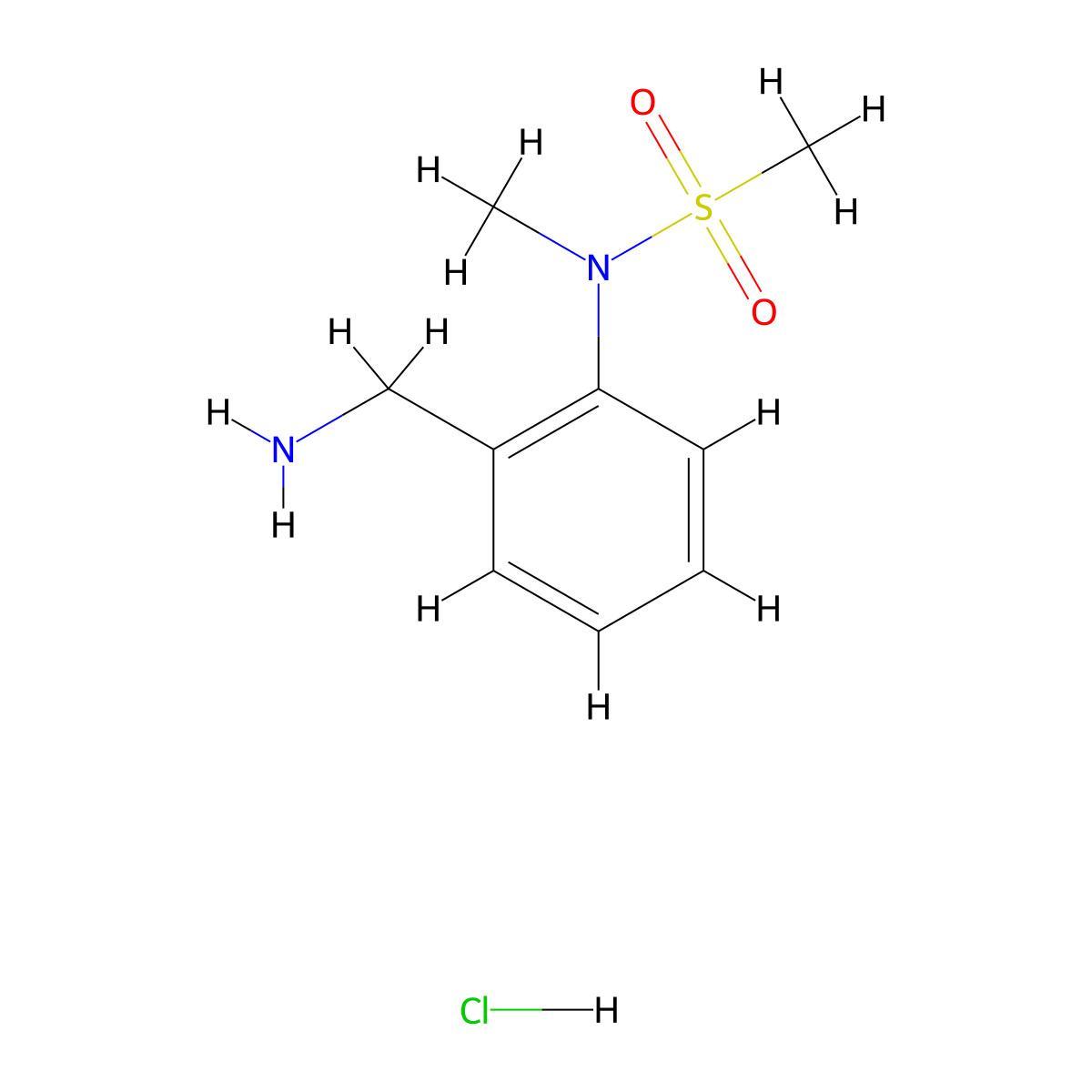 N-[2-(aminomethyl)phenyl]-N-methylmethane sulphonamide hydrochloride molecular structure, CAS 1227487-90-2