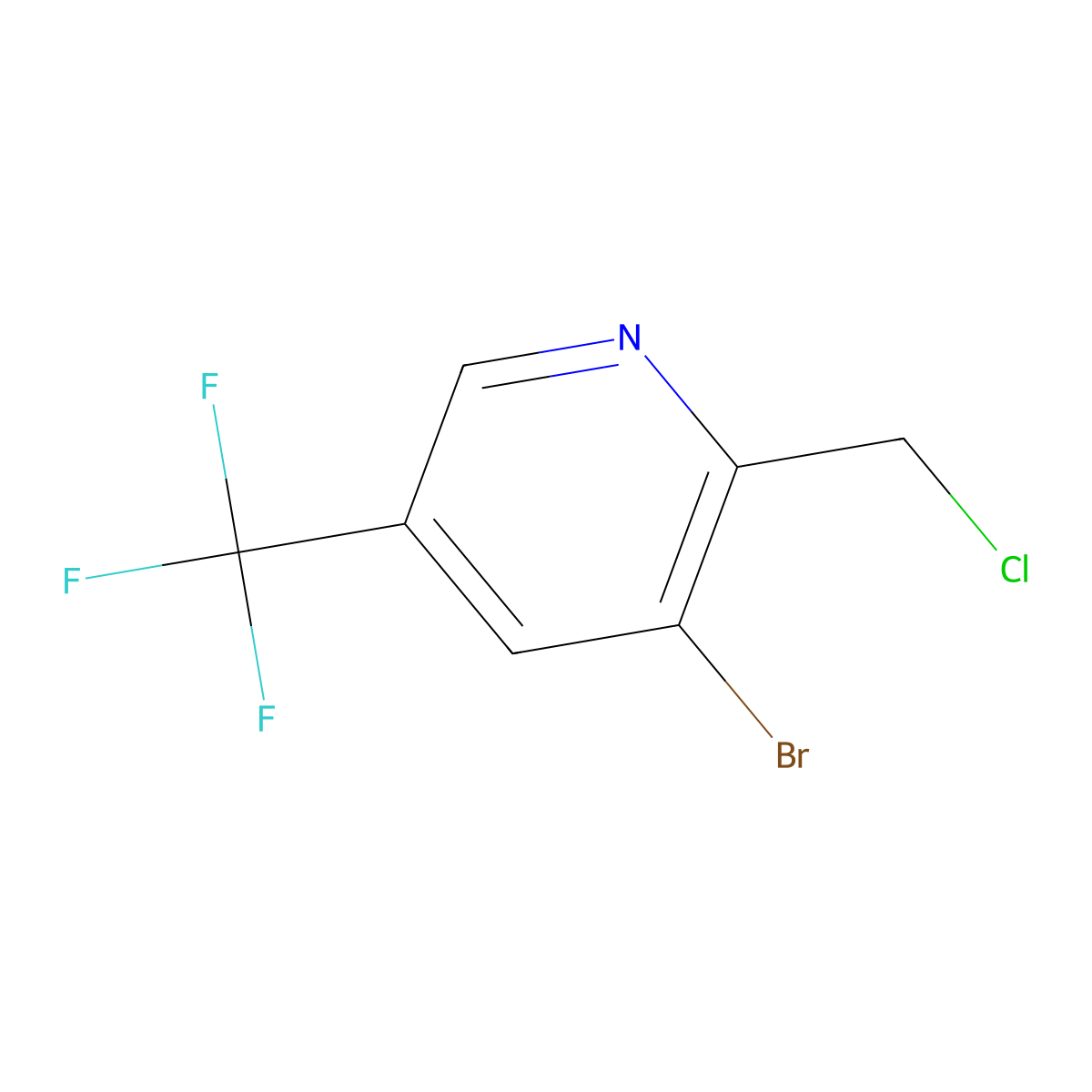 3-Bromo-2-chloromethyl-5-(trifluoromethyl)pyridine molecular structure, CAS 1227489-69-1