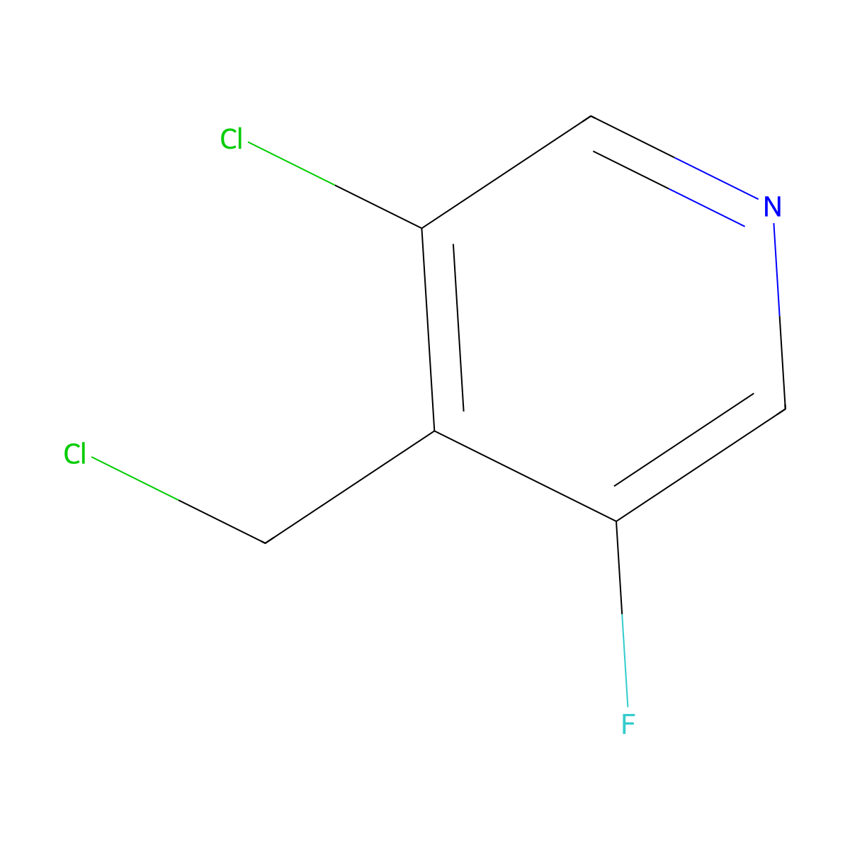 3-Chloro-4-(chloromethyl)-5-fluoropyridine molecular structure, CAS 1227489-78-2