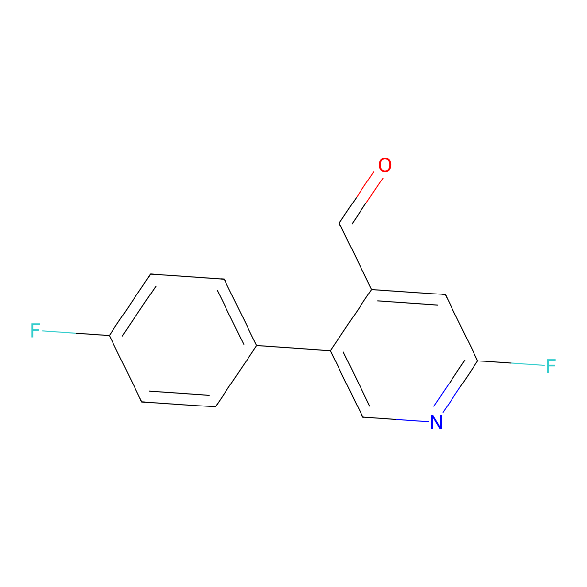 2-Fluoro-5-(4-fluorophenyl)-4-pyridinecarboxaldehyde molecular structure, CAS 1227490-54-1