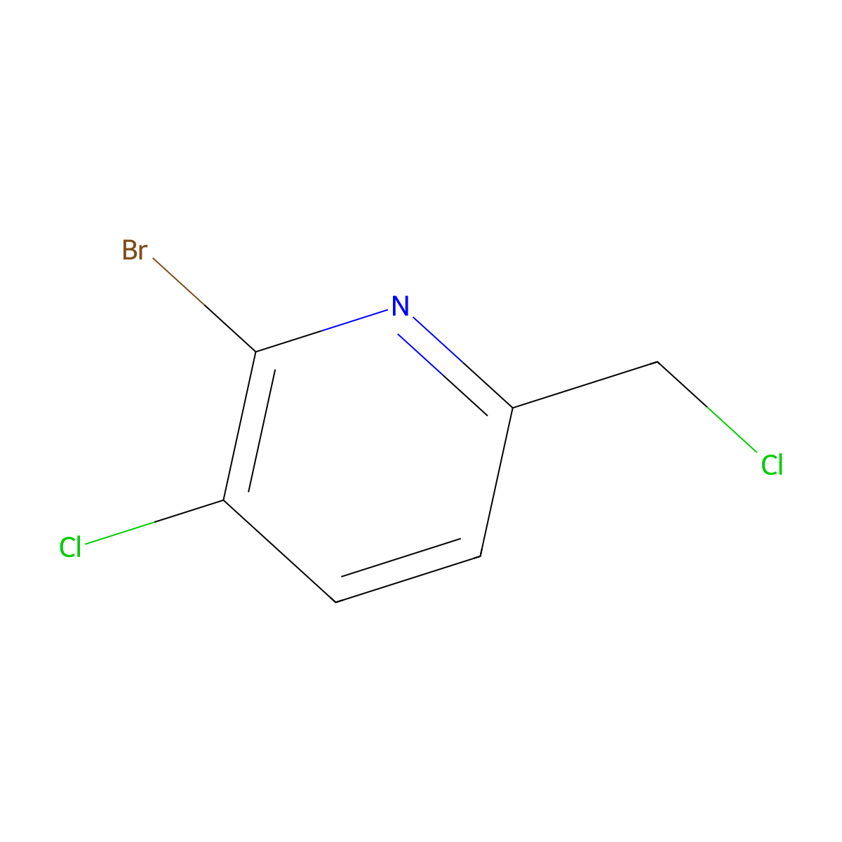 2-Bromo-3-chloro-6-(chloromethyl)pyridine molecular structure, CAS 1227493-68-6
