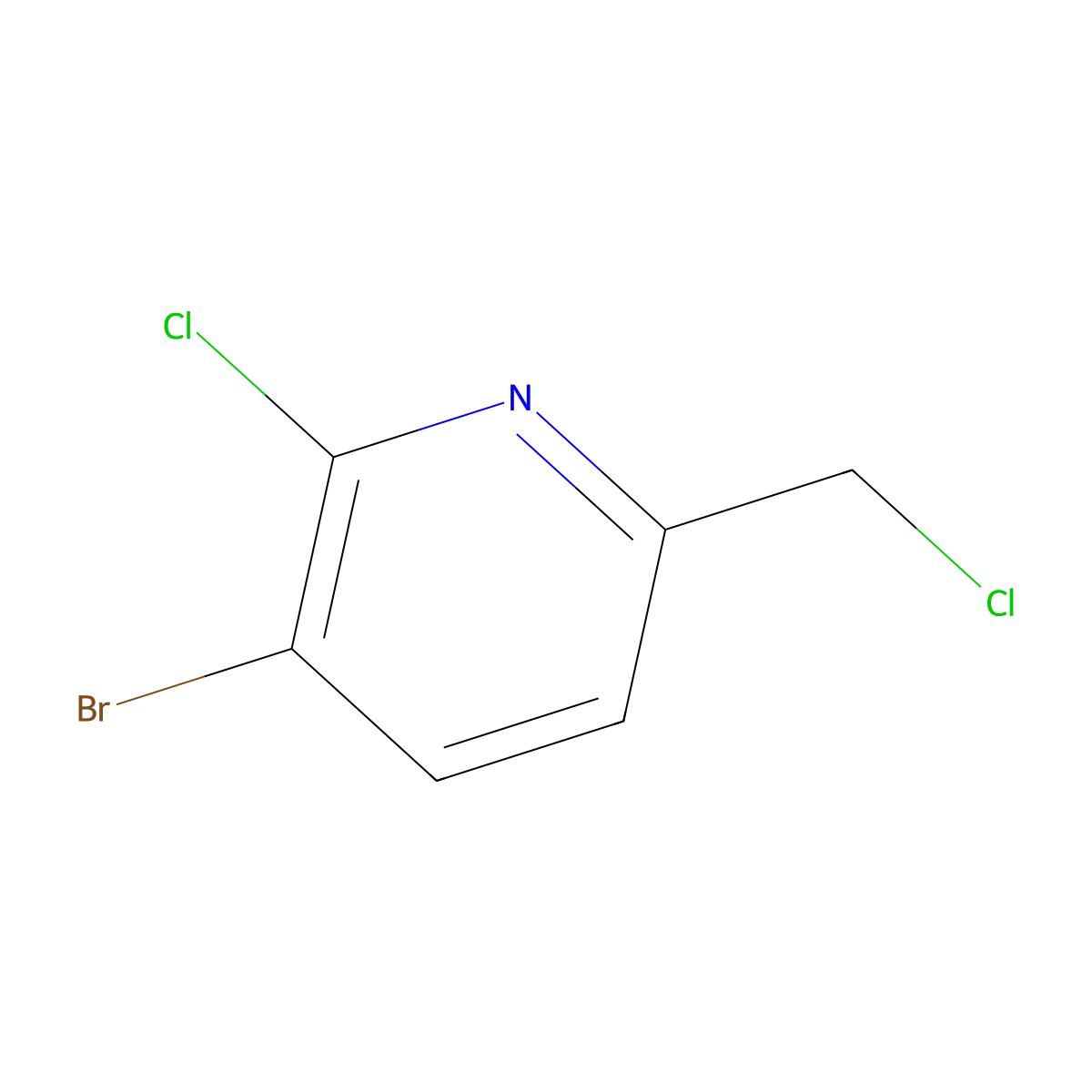 3-Bromo-2-chloro-6-(chloromethyl)pyridine molecular structure, CAS 1227496-11-8
