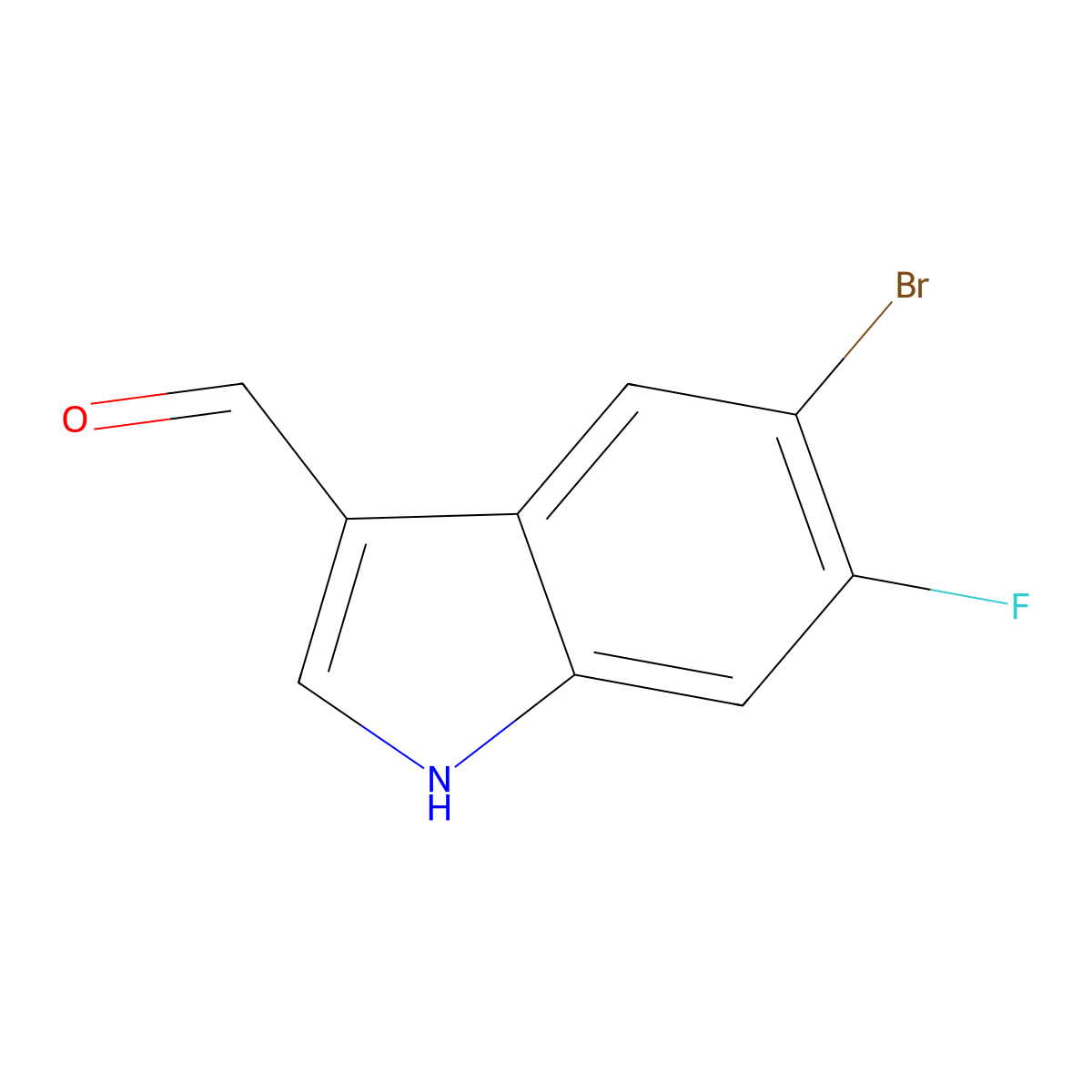 5-Bromo-6-fluoro-1H-indole-3-carbaldehyde molecular structure, CAS 1227496-31-2