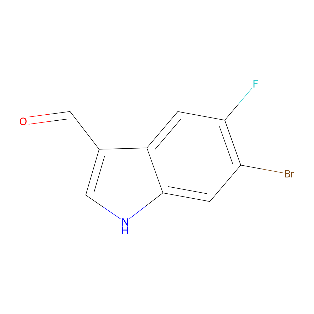 6-Bromo-5-fluoro-1H-indole-3-carbaldehyde molecular structure, CAS 1227496-42-5