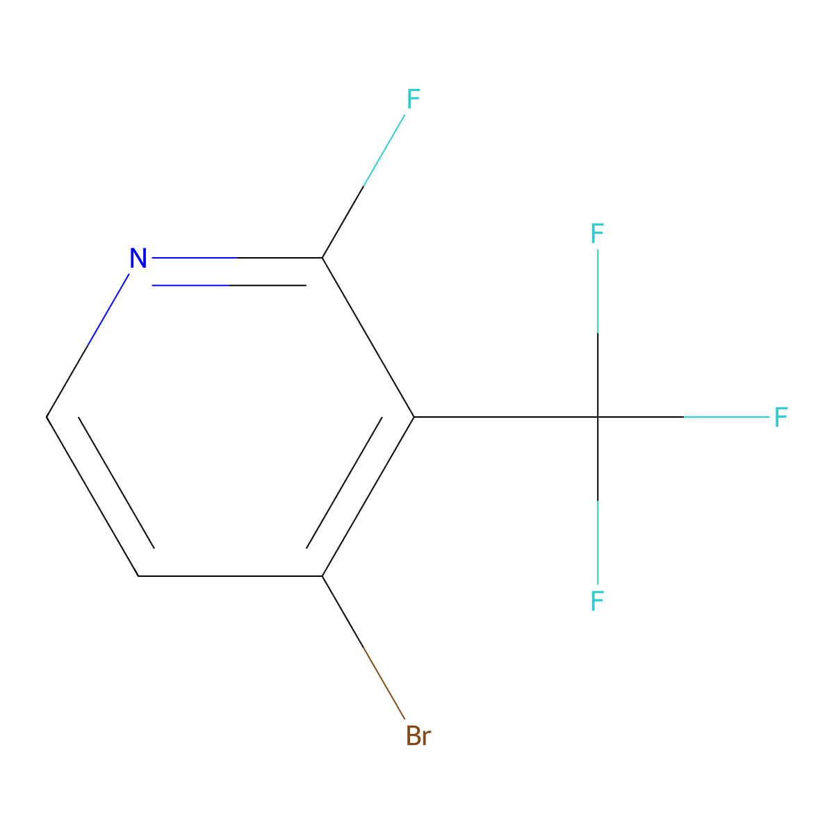 4-Bromo-2-fluoro-3-(trifluoromethyl)pyridine molecular structure, CAS 1227496-58-3