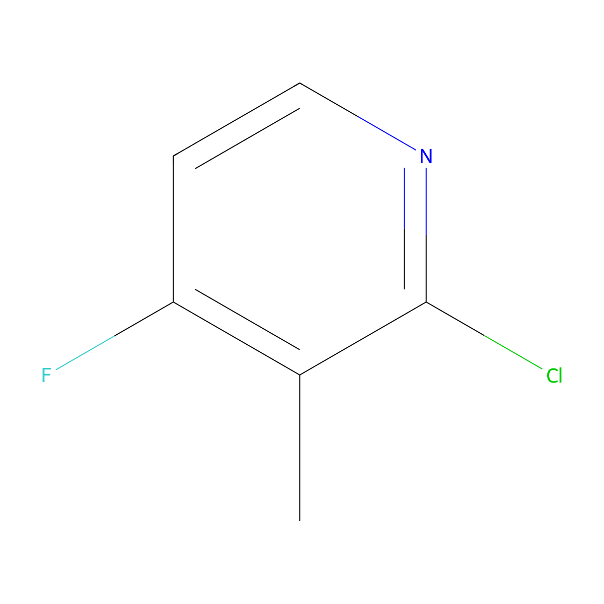 2-Chloro-4-fluoro-3-methylpyridine molecular structure, CAS 1227496-67-4
