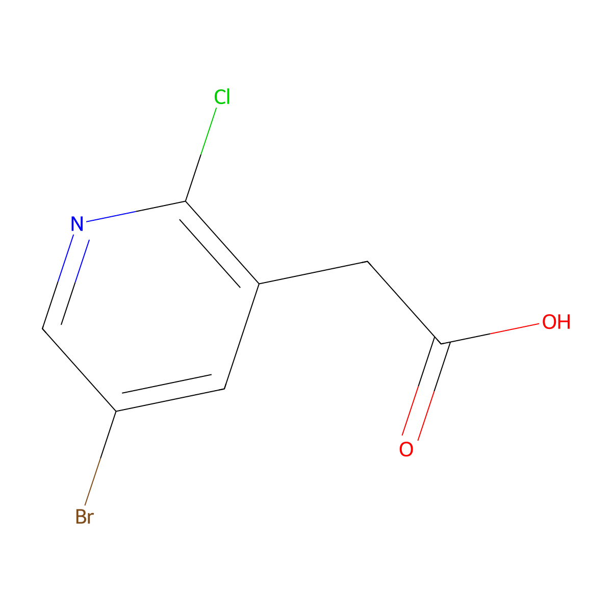 2-(5-Bromo-2-chloropyridin-3-yl)acetic acid molecular structure, CAS 1227499-30-0