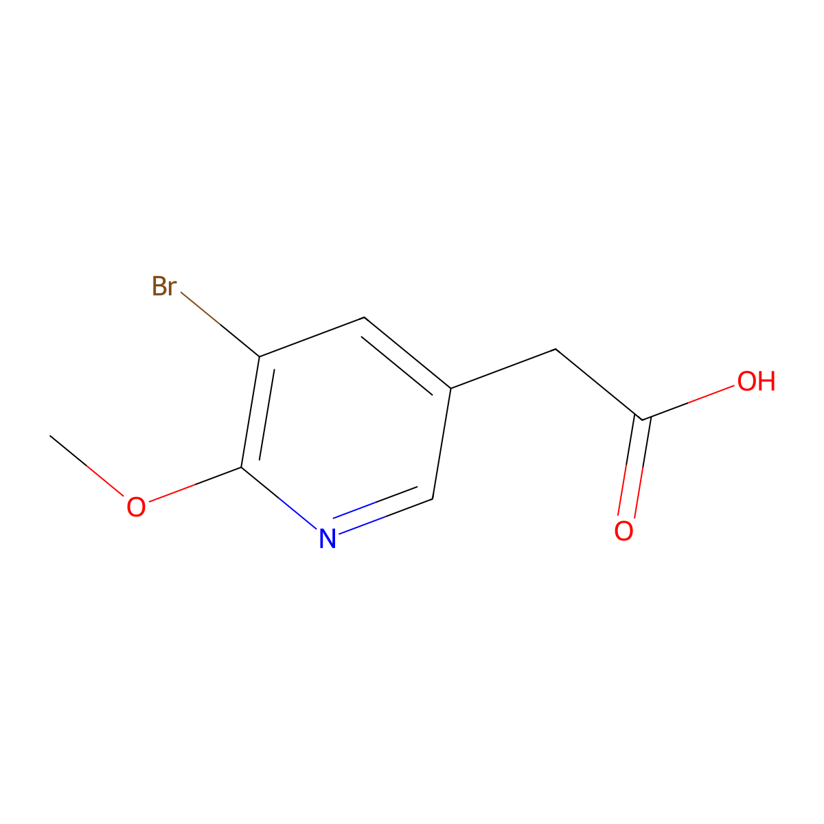 (5-Bromo-6-methoxy-pyridin-3-yl)-acetic acid molecular structure, CAS 1227499-44-6