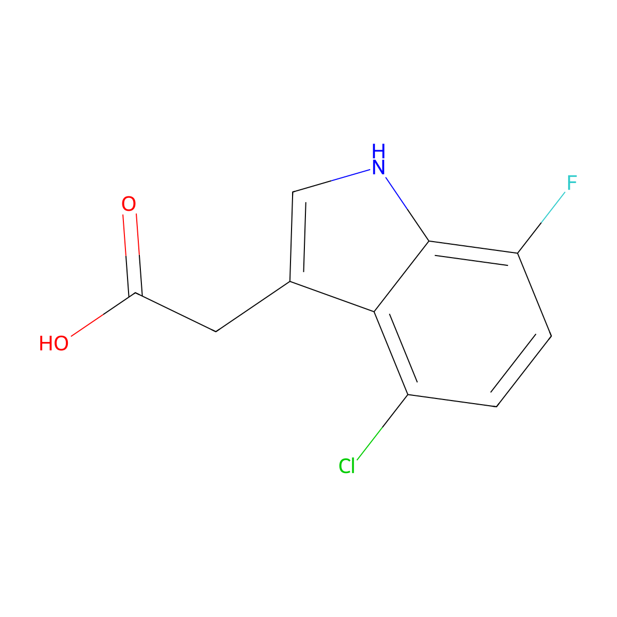 2-(4-Chloro-7-fluoro-1H-indol-3-yl)acetic acid molecular structure, CAS 1227499-47-9