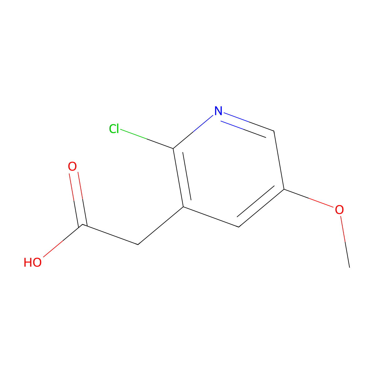 2-Chloro-5-methoxypyridine-3-acetic acid molecular structure, CAS 1227499-89-9