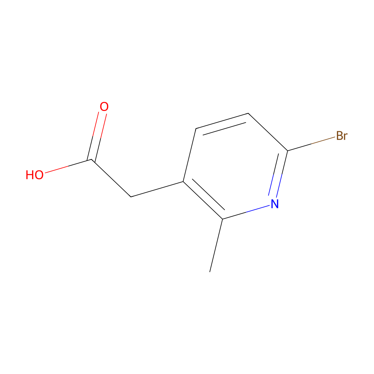 2-(6-Bromo-2-methylpyridin-3-yl)acetic acid molecular structure, CAS 1227502-17-1