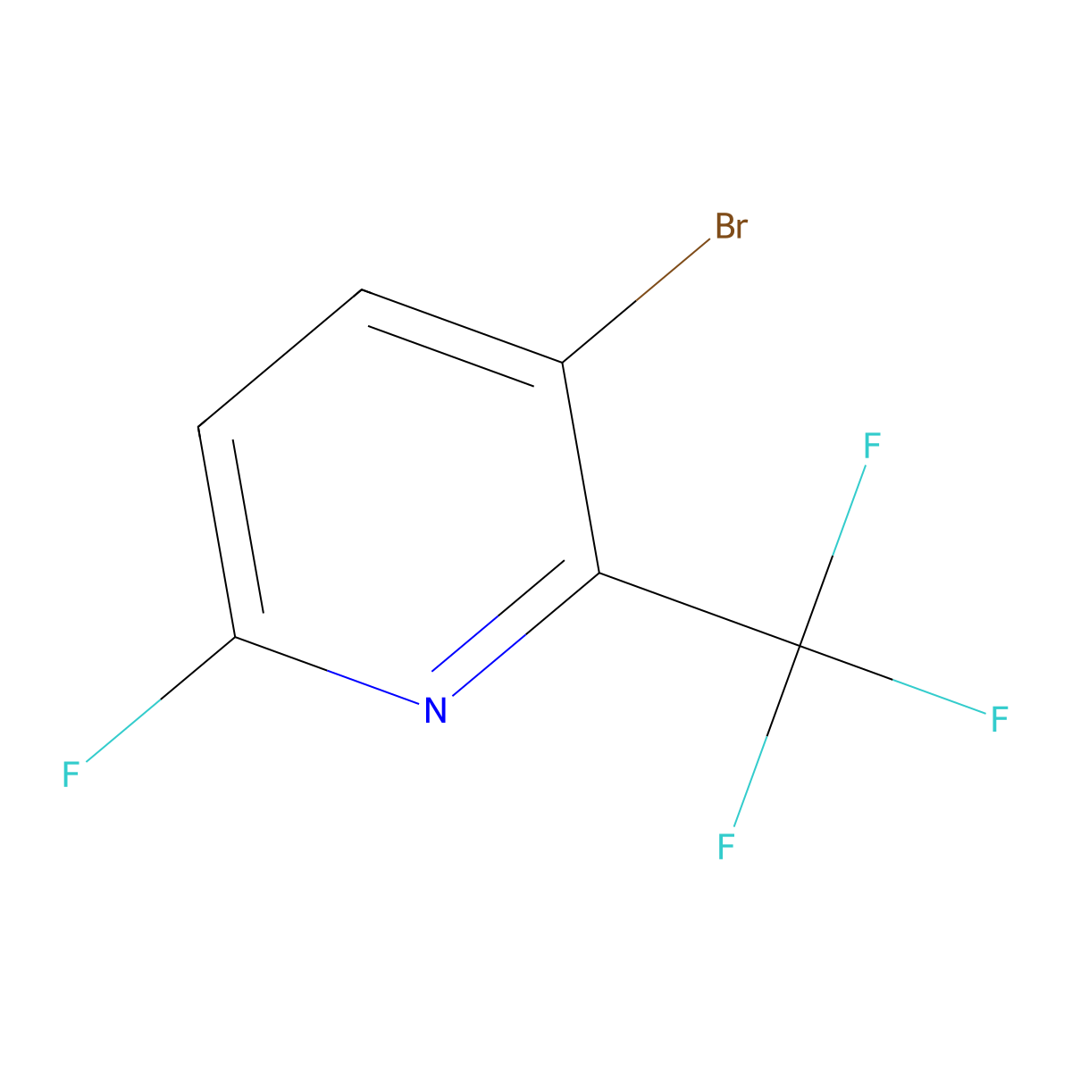 3-Bromo-6-fluoro-2-(trifluoromethyl)pyridine molecular structure, CAS 1227502-92-2