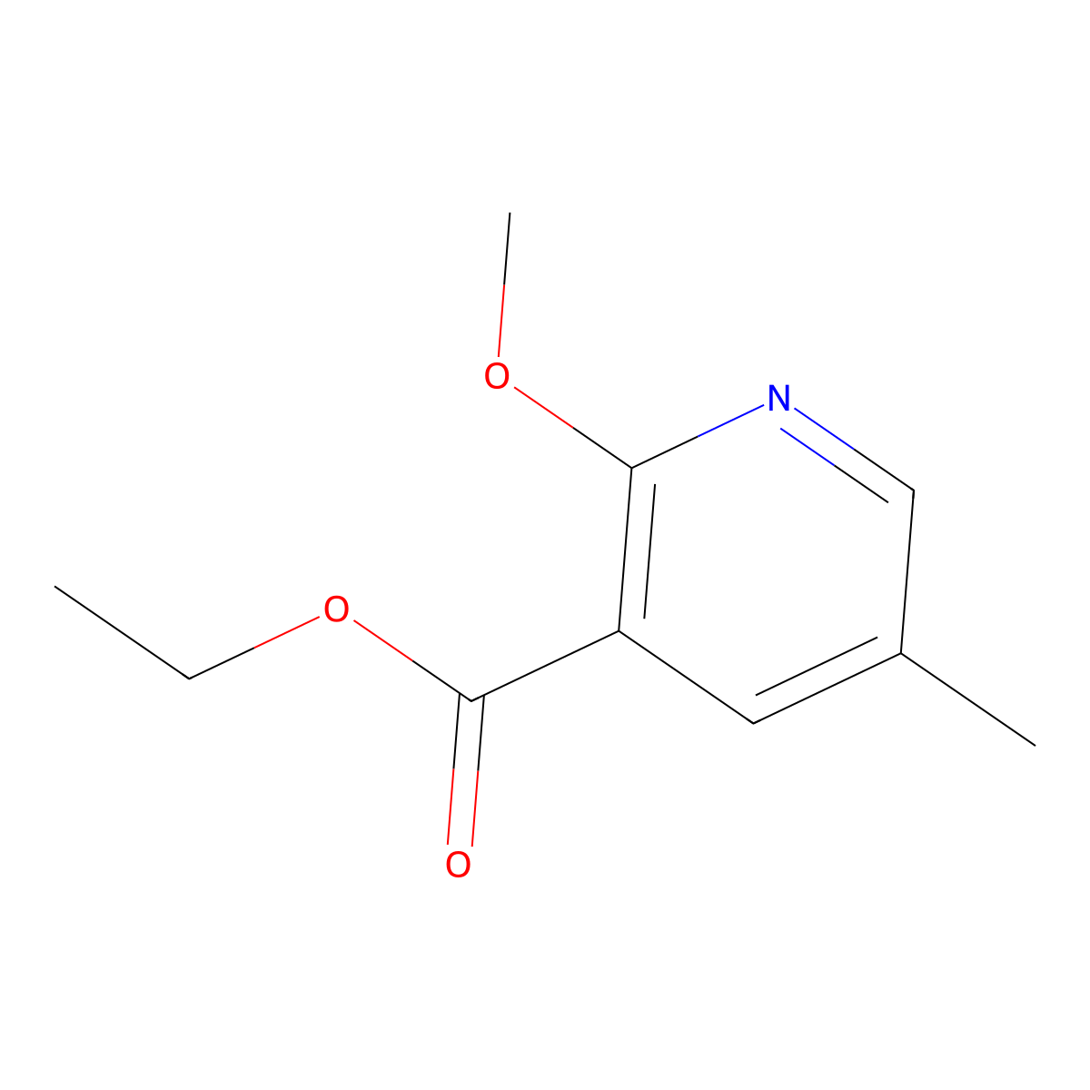 Ethyl 2-methoxy-5-methylnicotinate molecular structure, CAS 1227509-11-6
