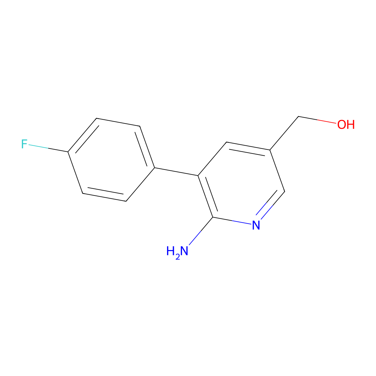 6-Amino-5-(4-fluorophenyl)-3-pyridinemethanol molecular structure, CAS 1227515-72-1