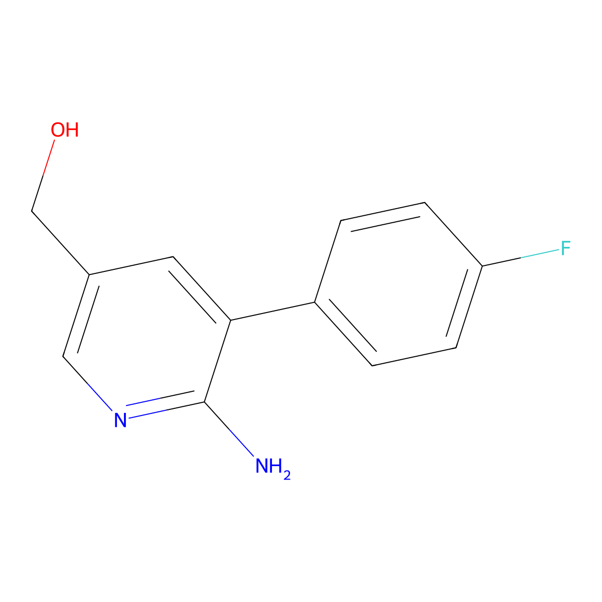 6-Amino-5-(4-fluorophenyl)-3-pyridinemethanol molecular structure, CAS 1227515-72-1