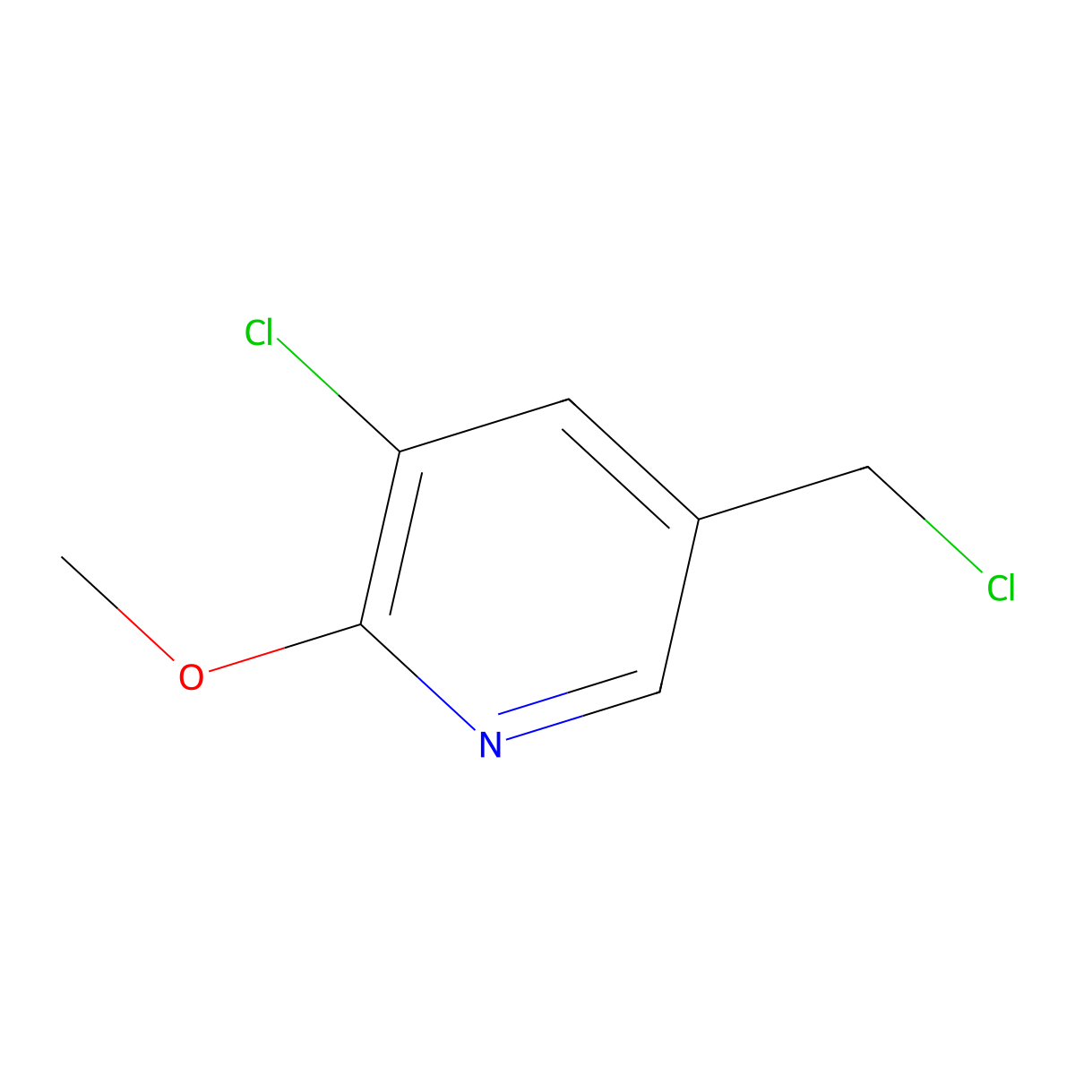 3-Chloro-5-(chloromethyl)-2-methoxypyridine molecular structure, CAS 1227516-74-6