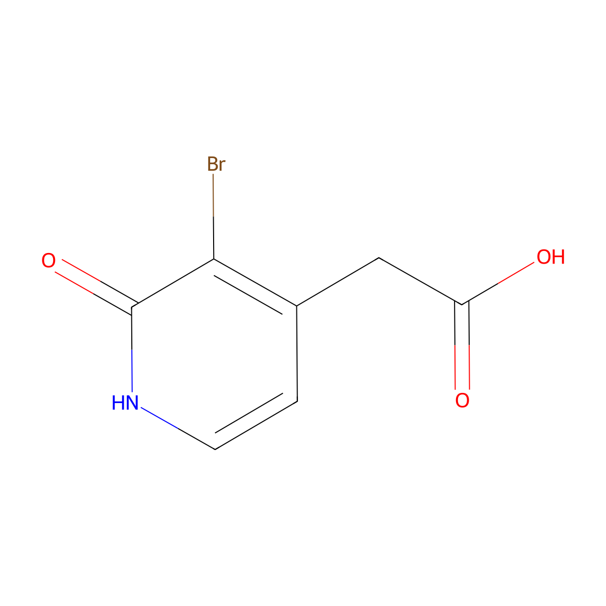 2-(3-Bromo-2-hydroxypyridin-4-yl)acetic acid molecular structure, CAS 1227563-14-5