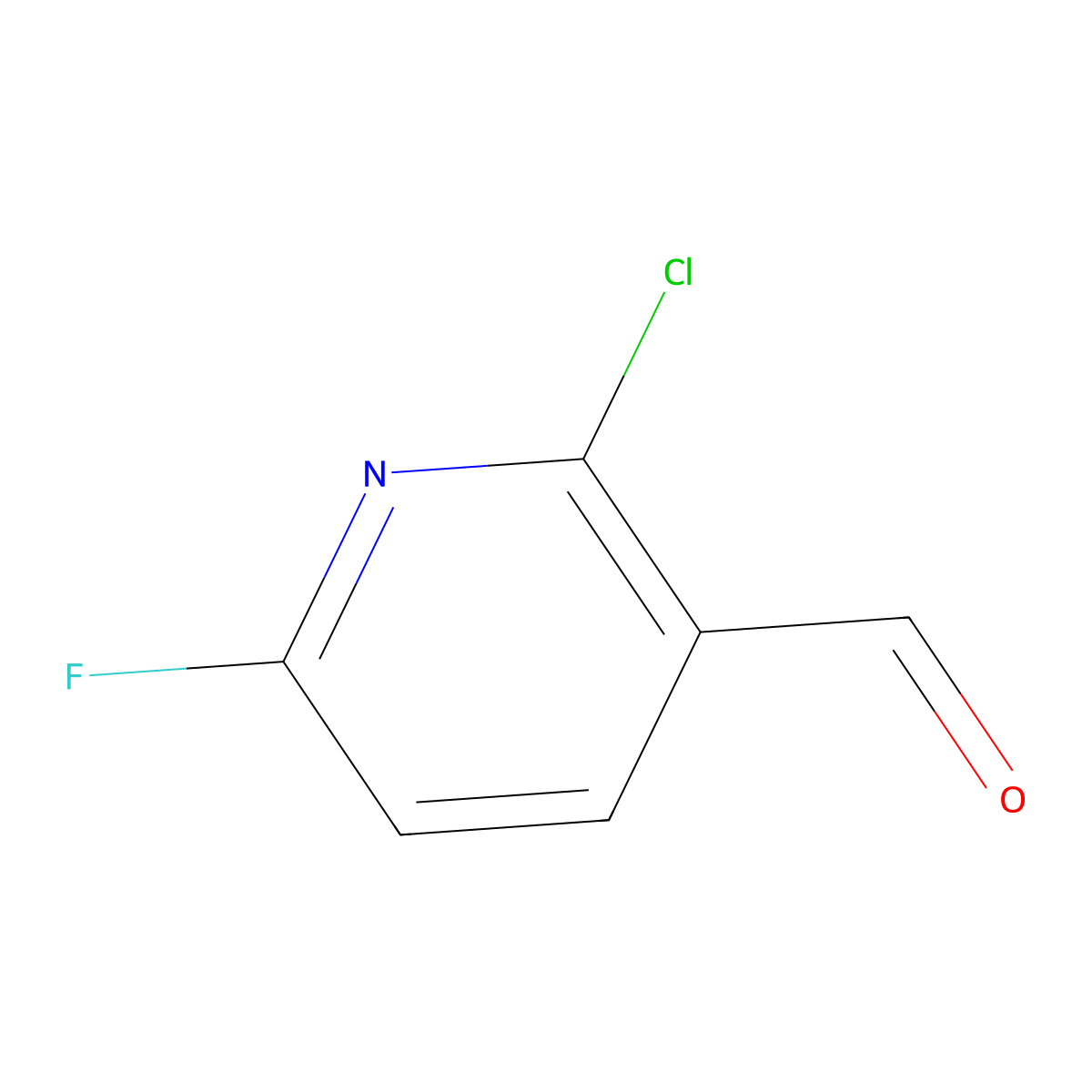 2-Chloro-6-fluoronicotinaldehyde molecular structure, CAS 1227563-22-5