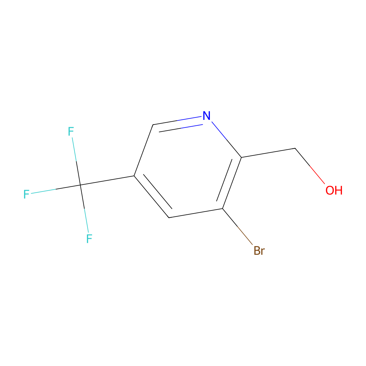 (3-Bromo-5-(trifluoromethyl)pyridin-2-yl)methanol molecular structure, CAS 1227563-37-2