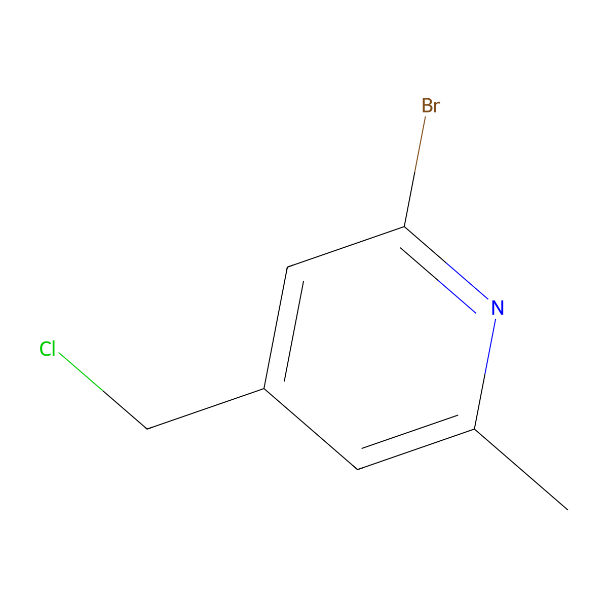 2-Bromo-4-(chloromethyl)-6-methylpyridine molecular structure, CAS 1227563-52-1