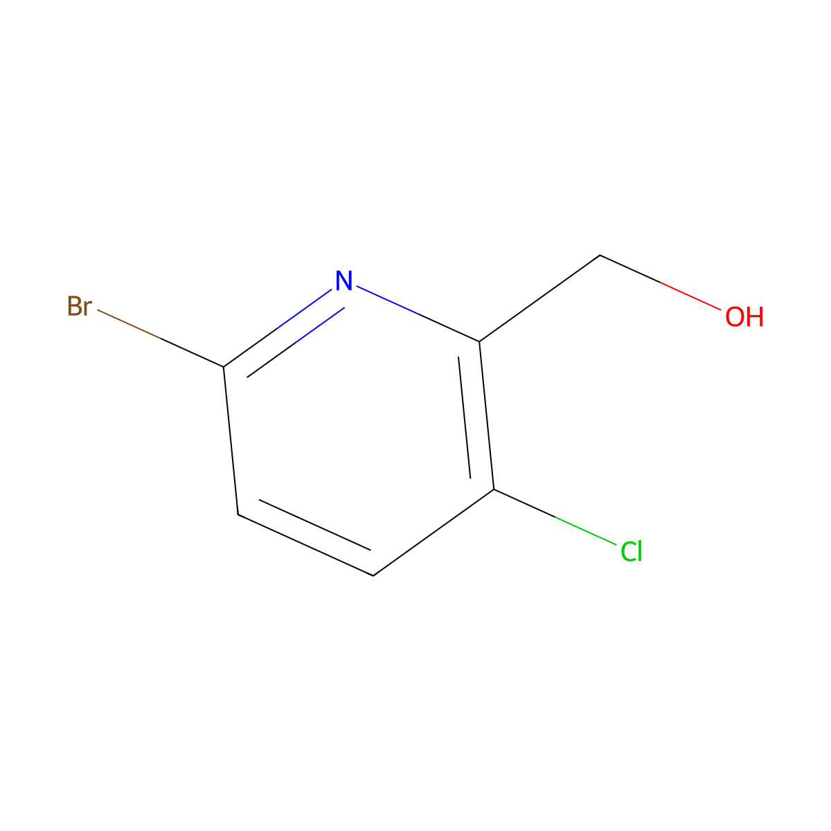 (6-Bromo-3-chloropyridin-2-yl)methanol molecular structure, CAS 1227563-68-9