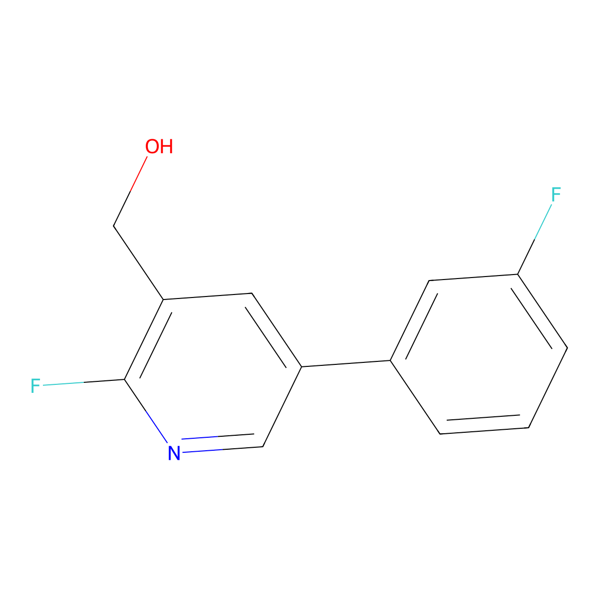 2-Fluoro-5-(3-fluorophenyl)-3-pyridinemethanol molecular structure, CAS 1227564-79-5