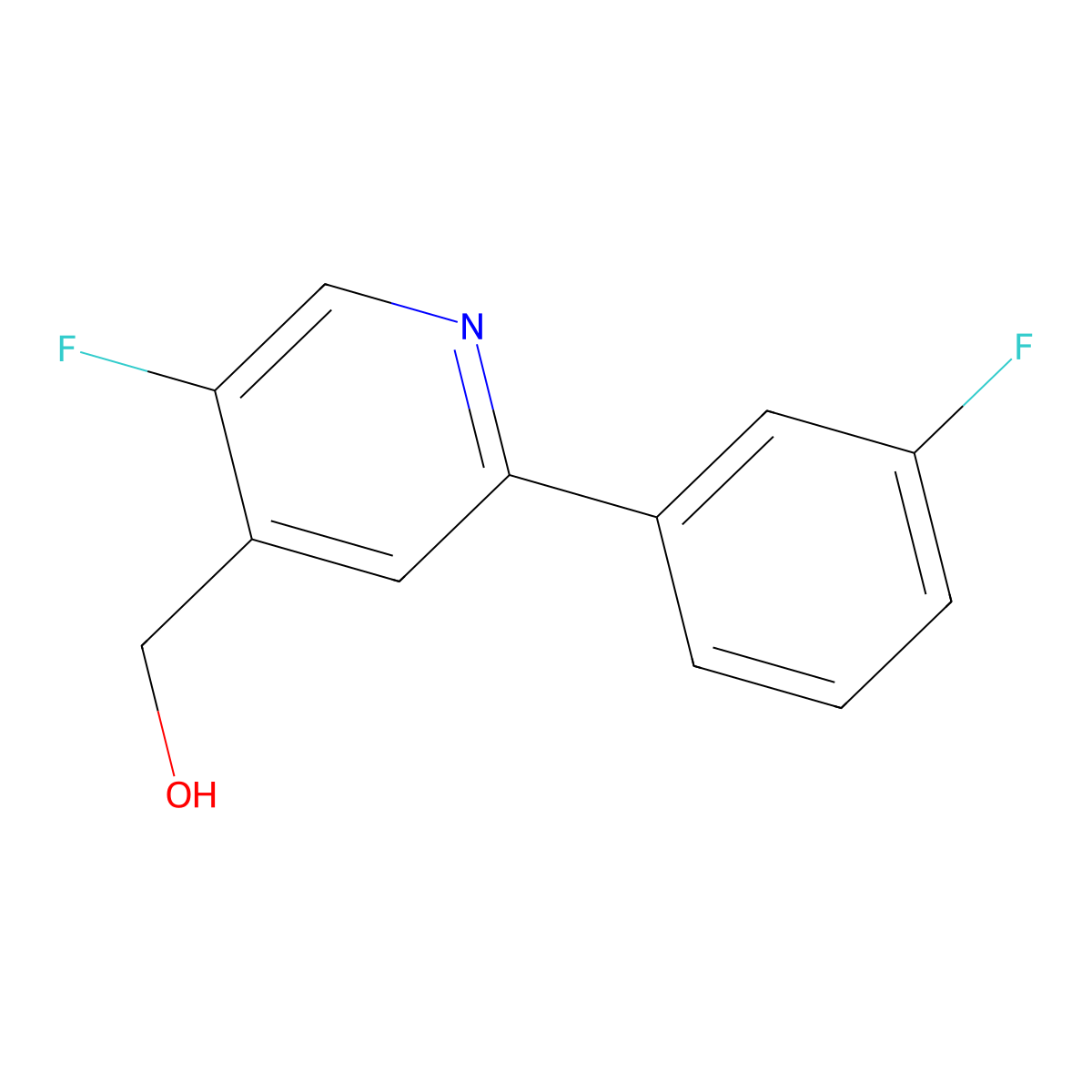 (5-Fluoro-2-(3-fluorophenyl)pyridin-4-yl)methanol molecular structure, CAS 1227565-78-7